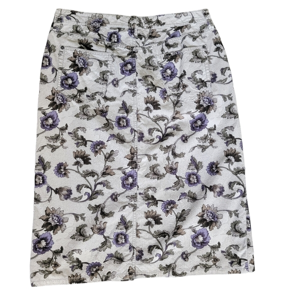 Eddie Bauer Corduroy Floral Pencil Skirt Straight Front Slit Cottage-cor… - Picture 12 of 15